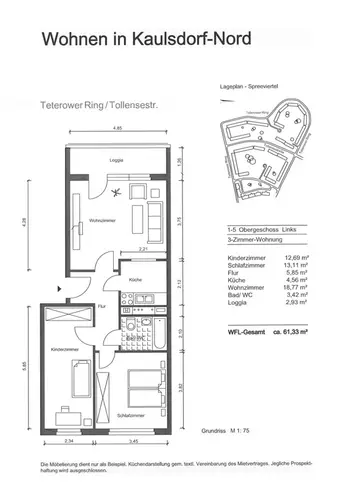 3 Zimmer Wohnung mit 61 m² in Berlin – Bild 12