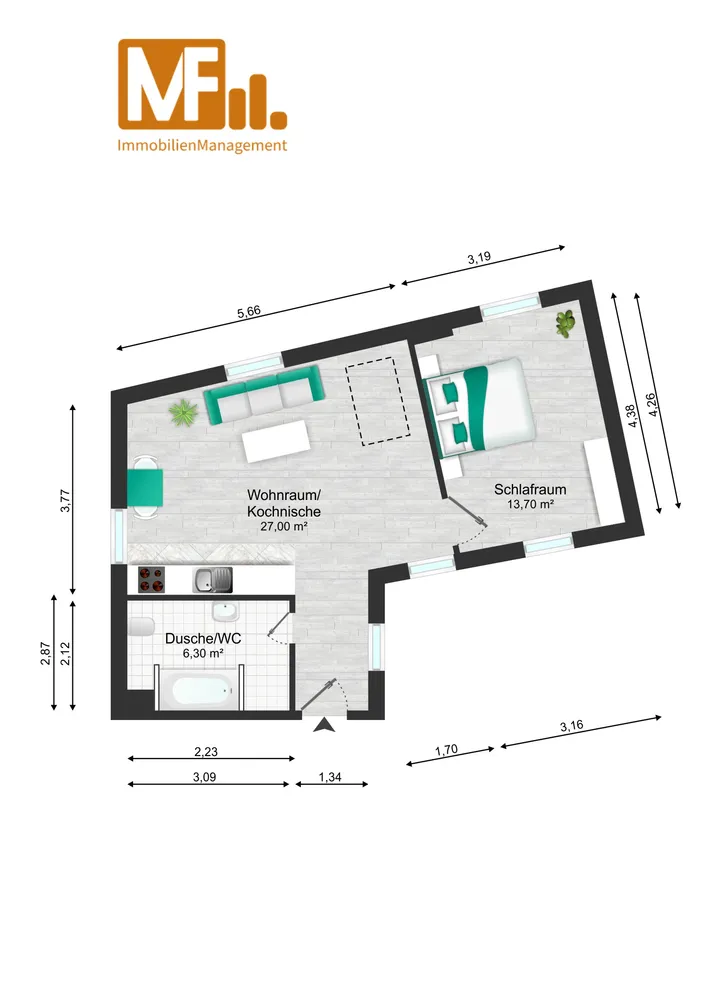 2 Zimmer Wohnung mit 43 m² in Greiz – Bild 8