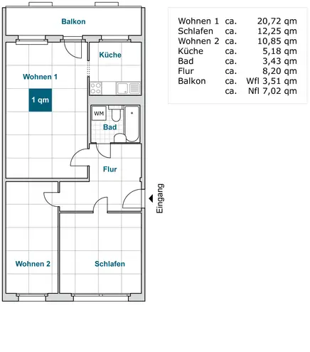 3 Zimmer Wohnung mit 64 m² in Dresden – Bild 2
