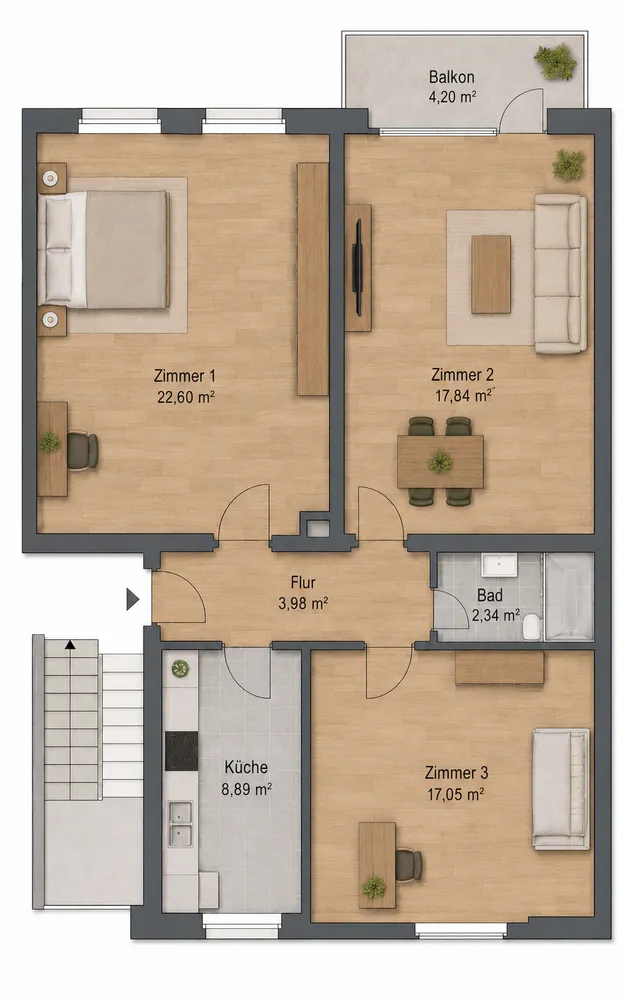 3 Zimmer Wohnung mit 77 m² in Hamburg – Bild 4