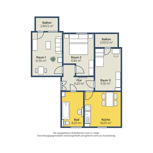 3 Zimmer Wohnung mit 70 m² in Leipzig – Bild 2