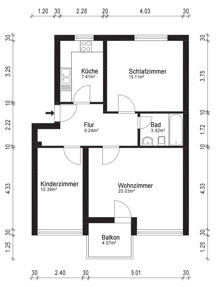 3 Zimmer Wohnung mit 68 m² in Duisburg – Bild 1