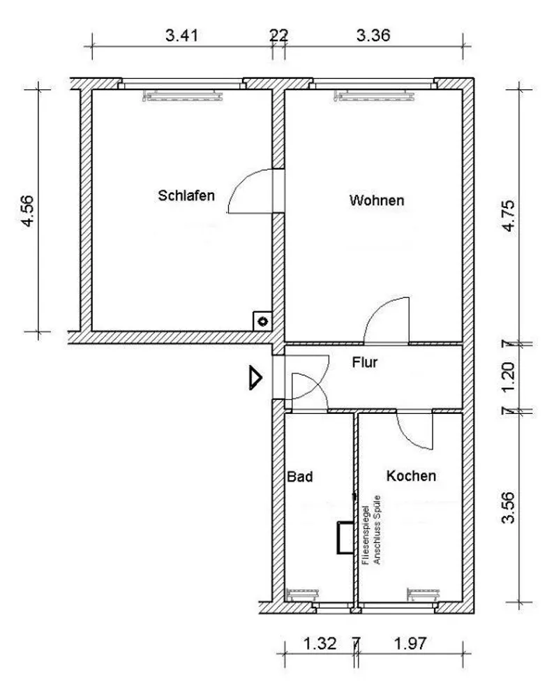 2 room apartment with 45 m² in Mühlhausen – Photo 2