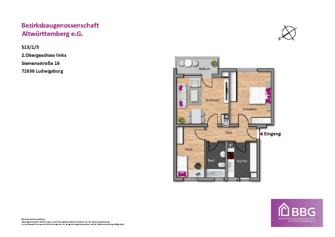 3 Zimmer Wohnung mit 67 m² in Ludwigsburg – Bild 1