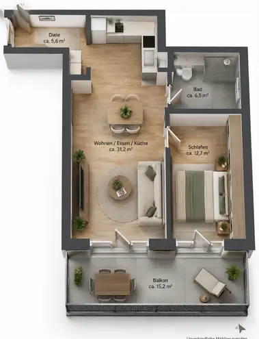 2 Zimmer Wohnung mit 67 m² in Berlin – Bild 1