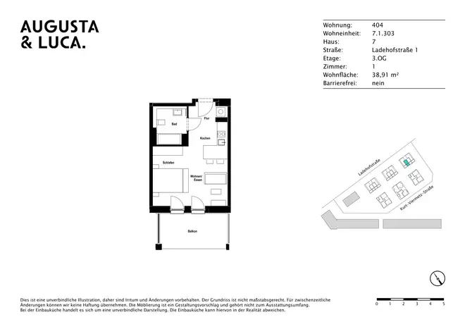 1 room apartment with 39 m² in Augsburg – Photo 10