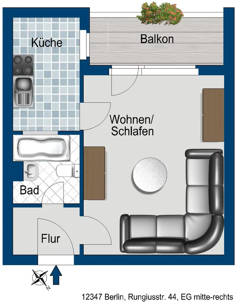 1 Zimmer Wohnung mit 36 m² in Berlin – Bild 2