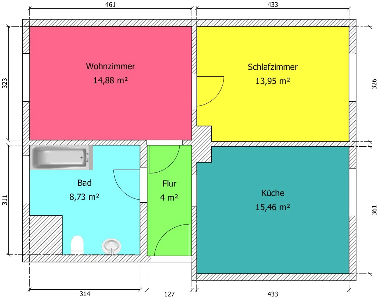 2 Zimmer Wohnung mit 56 m² in Mittweida – Bild 2