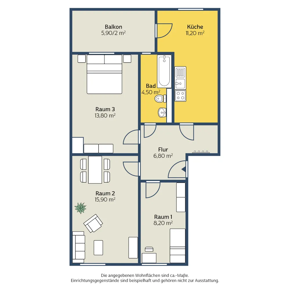 3 Zimmer Wohnung mit 63 m² in Leipzig – Bild 2