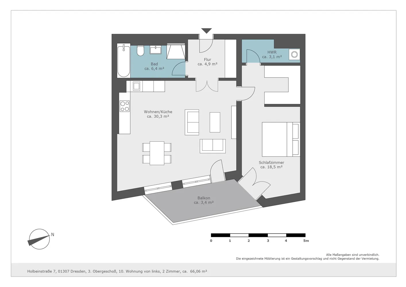 2 Zimmer Wohnung mit 66 m² in Dresden – Bild 2