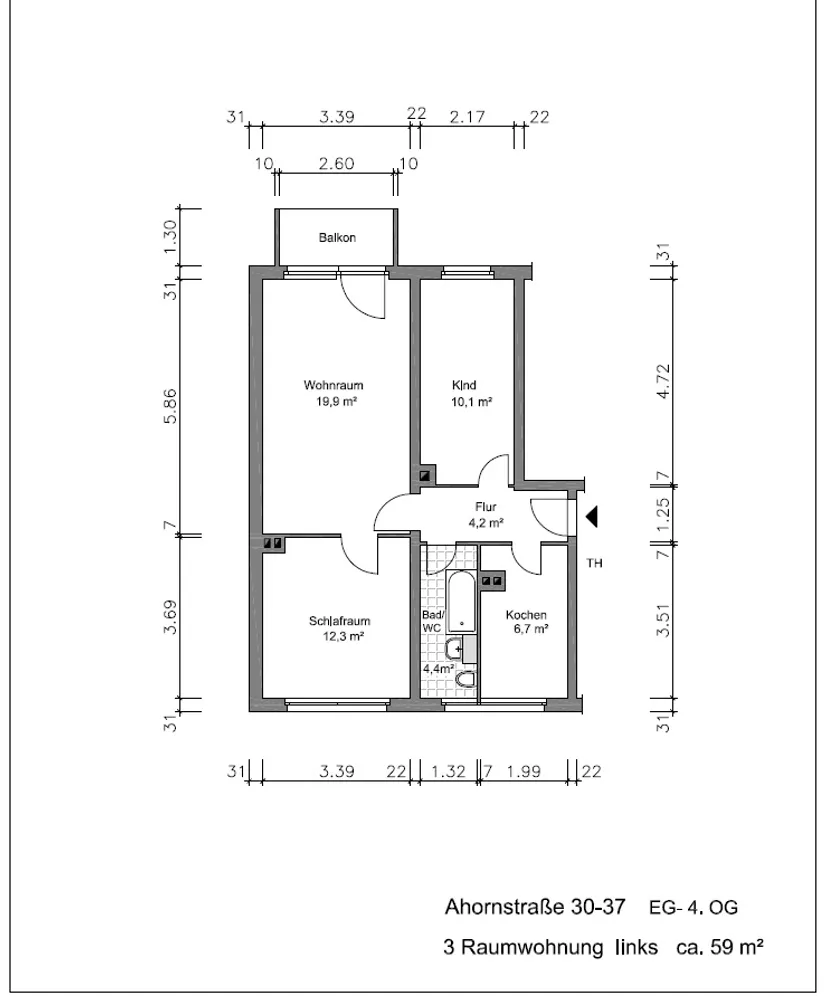 3 Zimmer Wohnung mit 59 m² in Altenburg – Bild 2