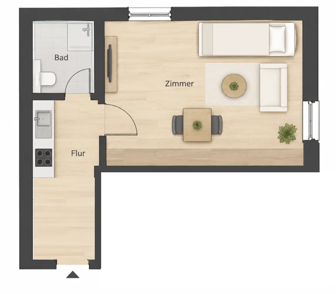 1 Zimmer Wohnung mit 29 m² in Leipzig – Bild 2