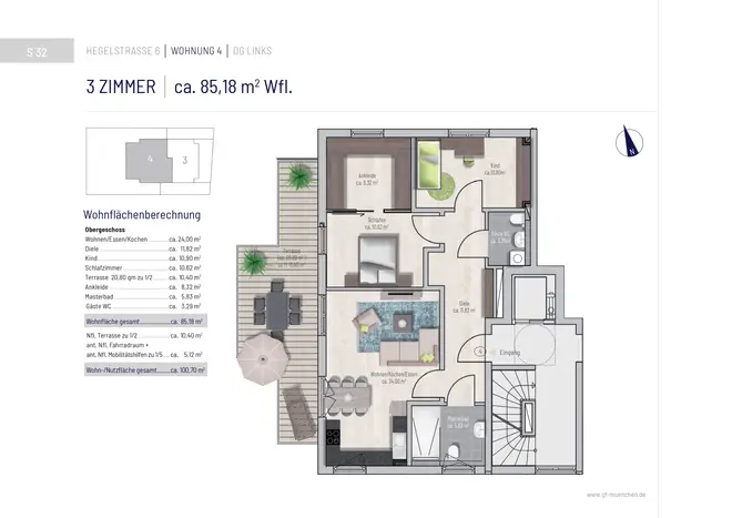 4 Zimmer Wohnung mit 86 m² in München – Bild 2