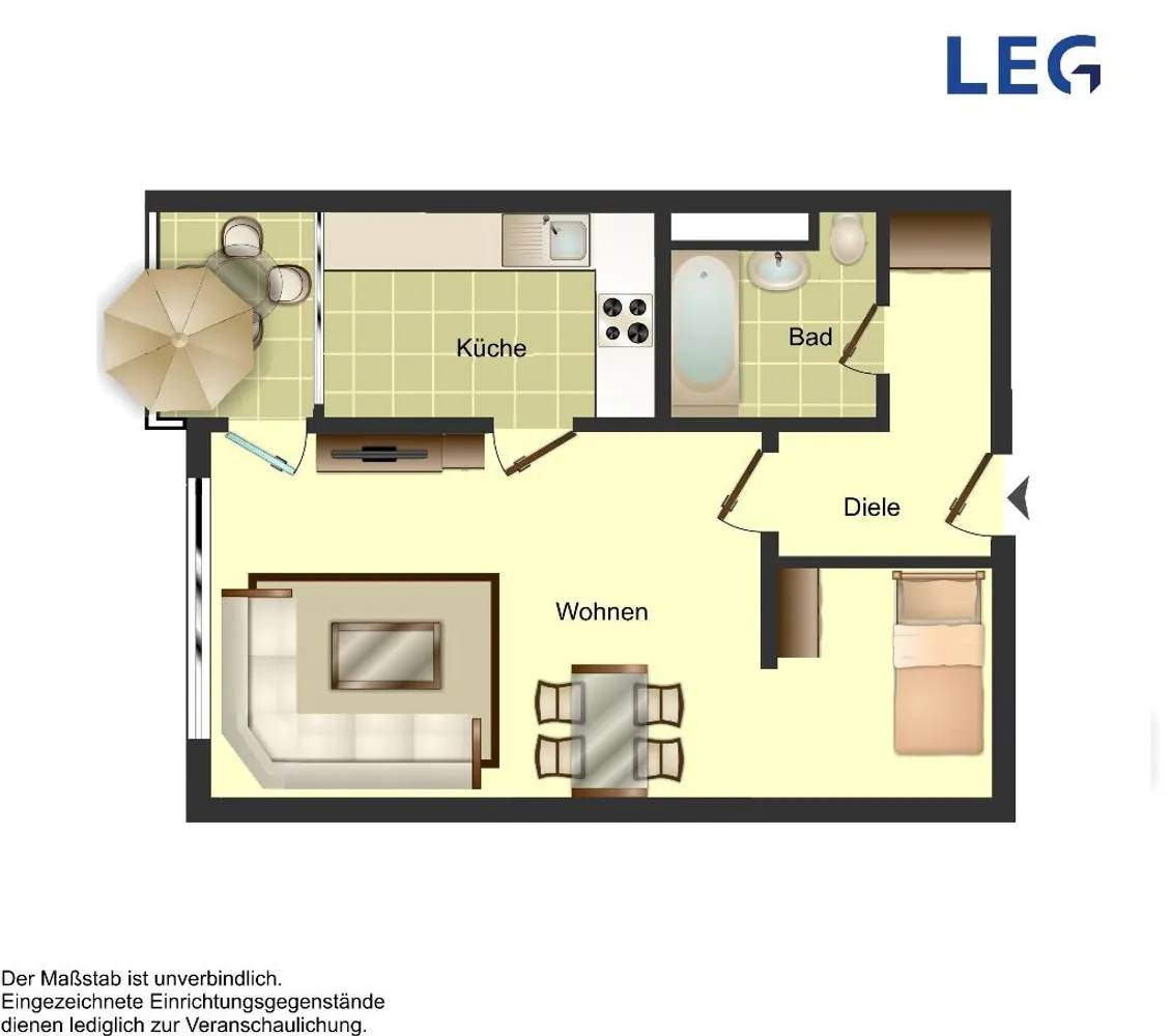1 room apartment with 41 m² in Ratingen – Photo 2
