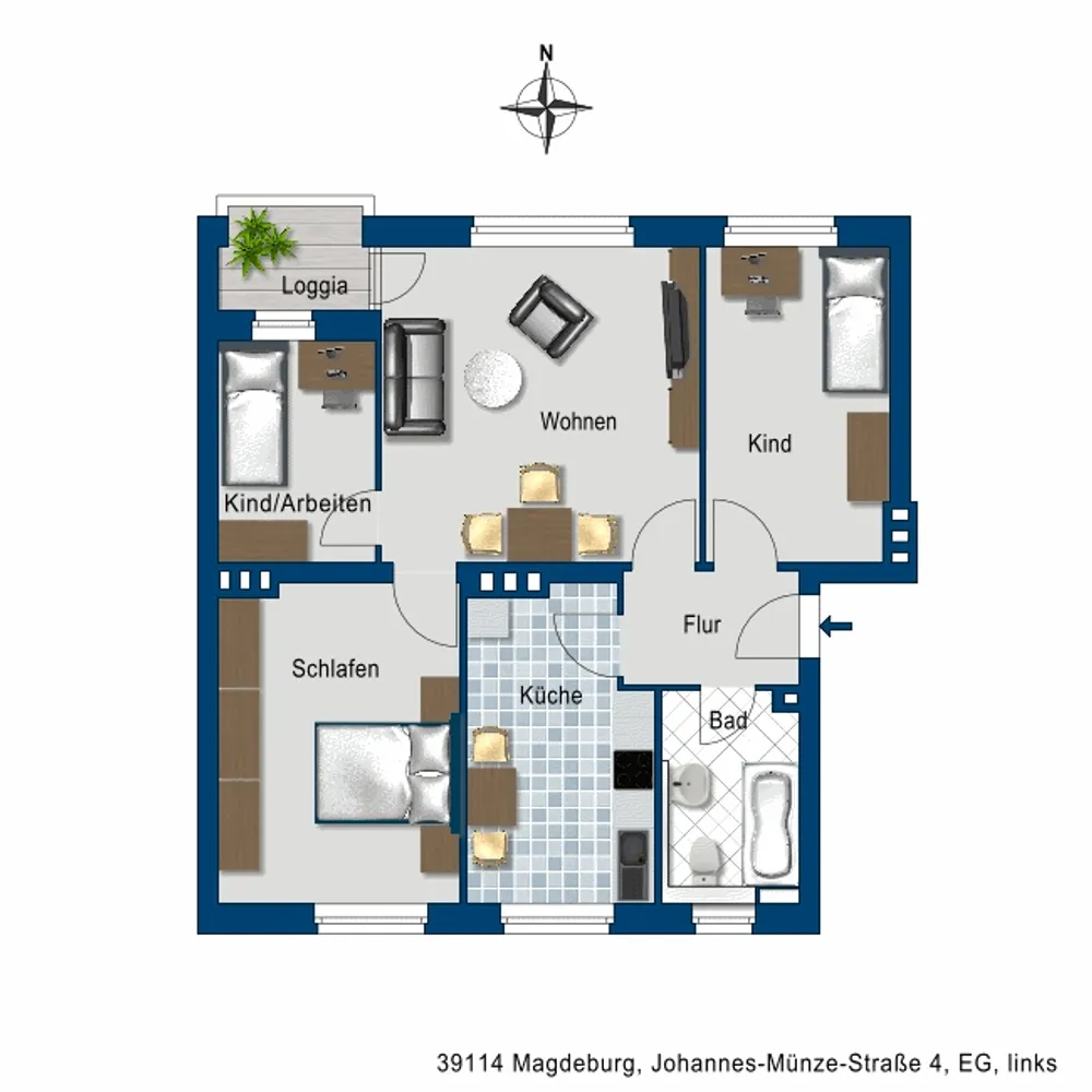 4 Zimmer Wohnung mit 74 m² in Magdeburg – Bild 2