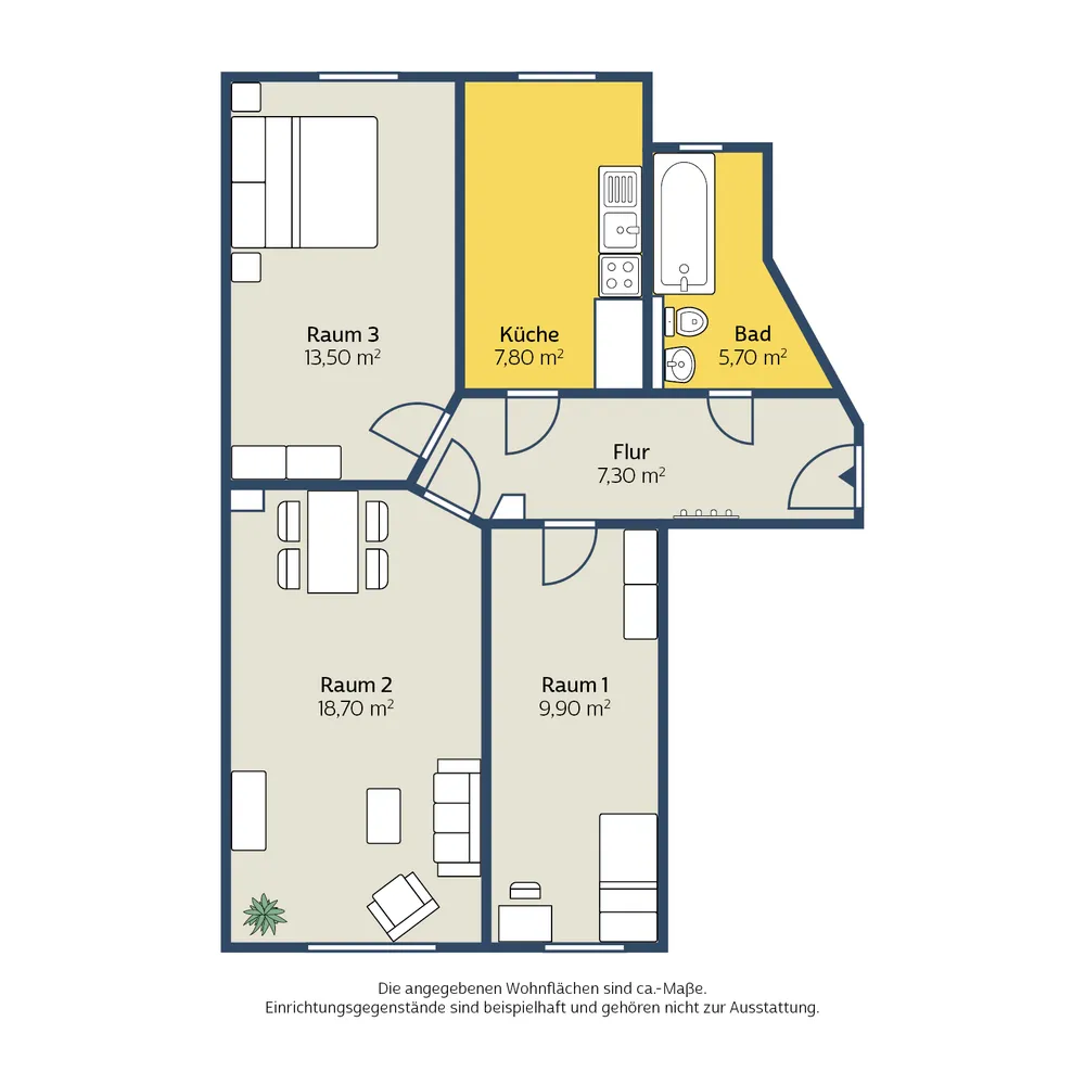 3 Zimmer Wohnung mit 63 m² in Leipzig – Bild 2
