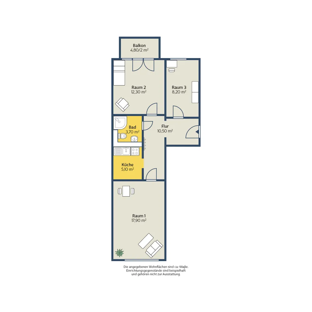 3 Zimmer Wohnung mit 59 m² in Leipzig – Bild 2