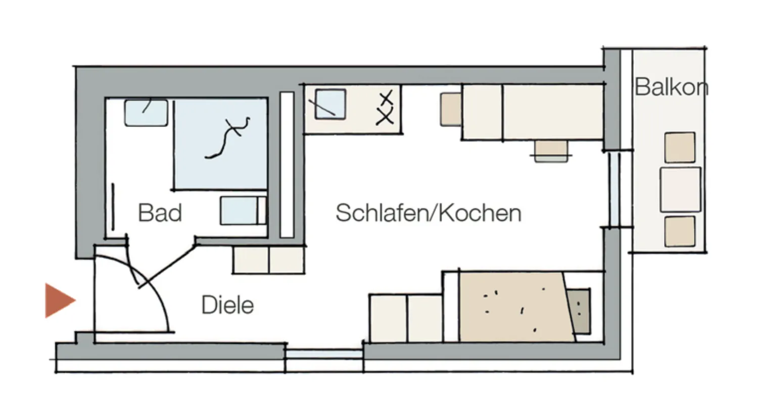 1 room apartment with 21 m² in Erlangen – Photo 1