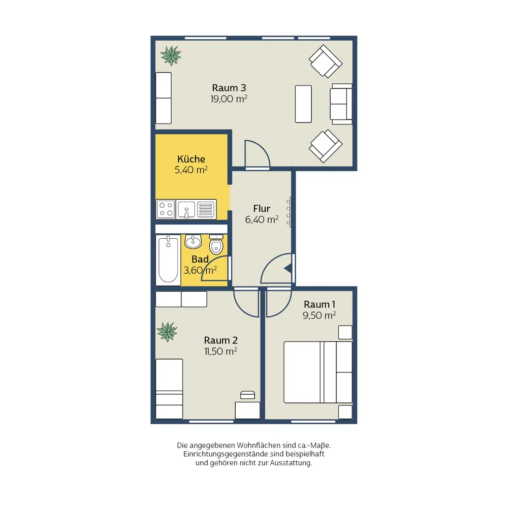3 Zimmer Wohnung mit 57 m² in Leipzig – Bild 2