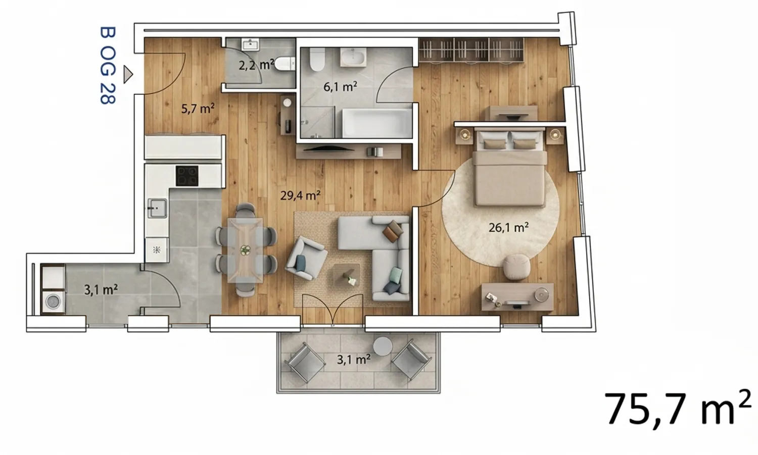 3 room apartment with 76 m² in Hanover – Photo 4