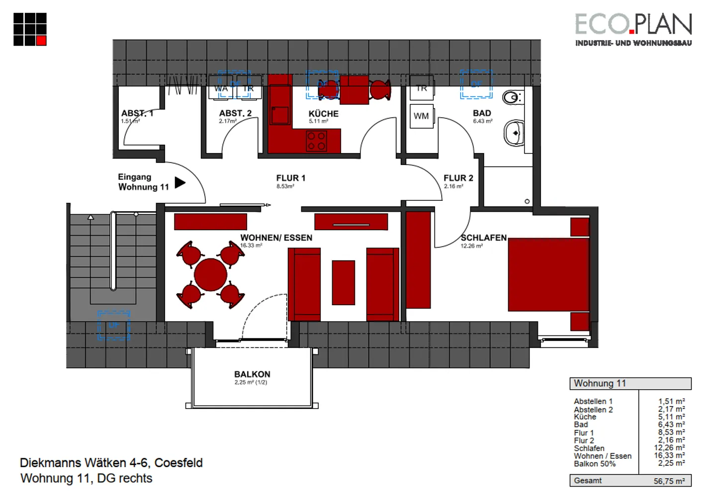 2 Zimmer Wohnung mit 55 m² in Coesfeld – Bild 3