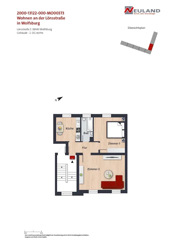 2 Zimmer Wohnung mit 57 m² in Wolfsburg – Bild 2