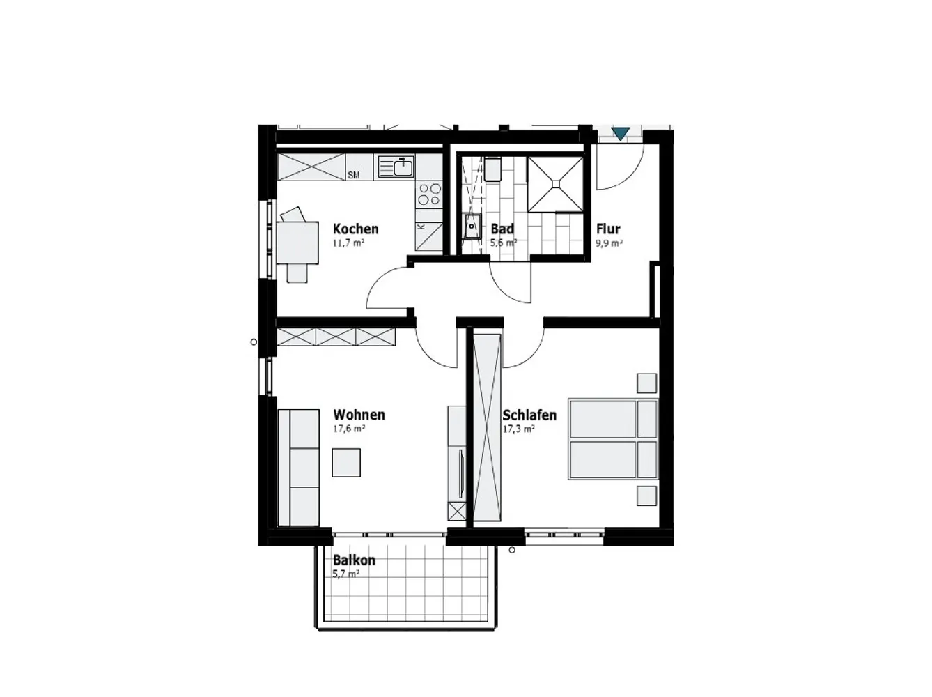 2 Zimmer Wohnung mit 66 m² in Duisburg – Bild 1