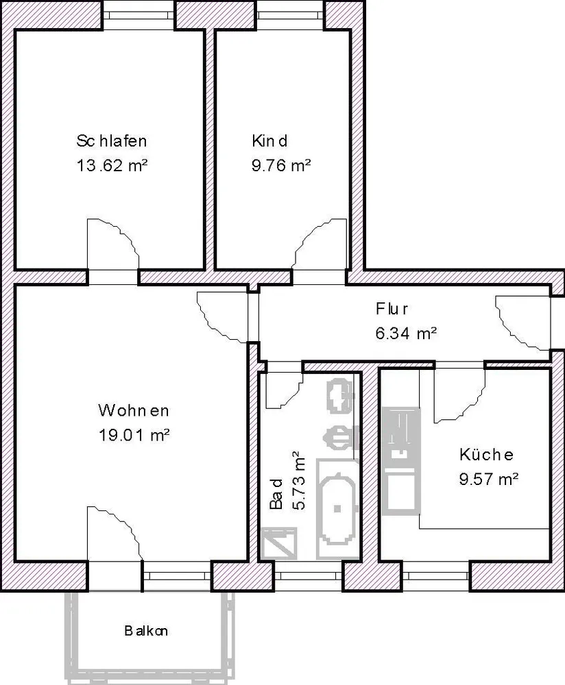 3 Zimmer Wohnung mit 66 m² in Magdeburg – Bild 2