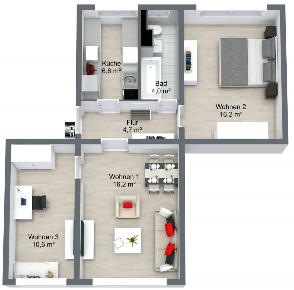 3 Zimmer Wohnung mit 59 m² in Schwedt/Oder – Bild 4