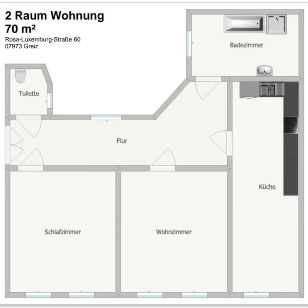 2 Zimmer Wohnung mit 68 m² in Greiz – Bild 1