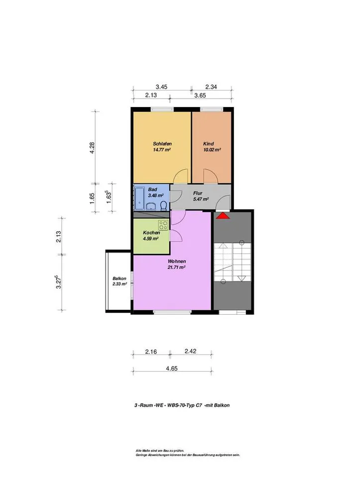 3 Zimmer Wohnung mit 62 m² in Neubrandenburg – Bild 1