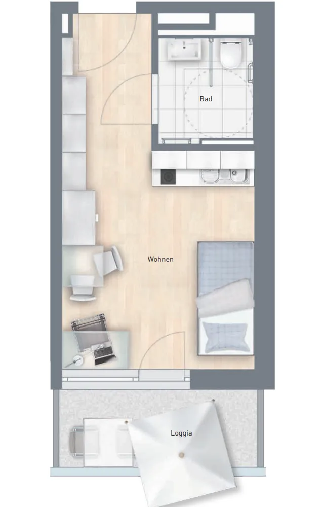 1 Zimmer Wohnung mit 24 m² in München – Bild 2