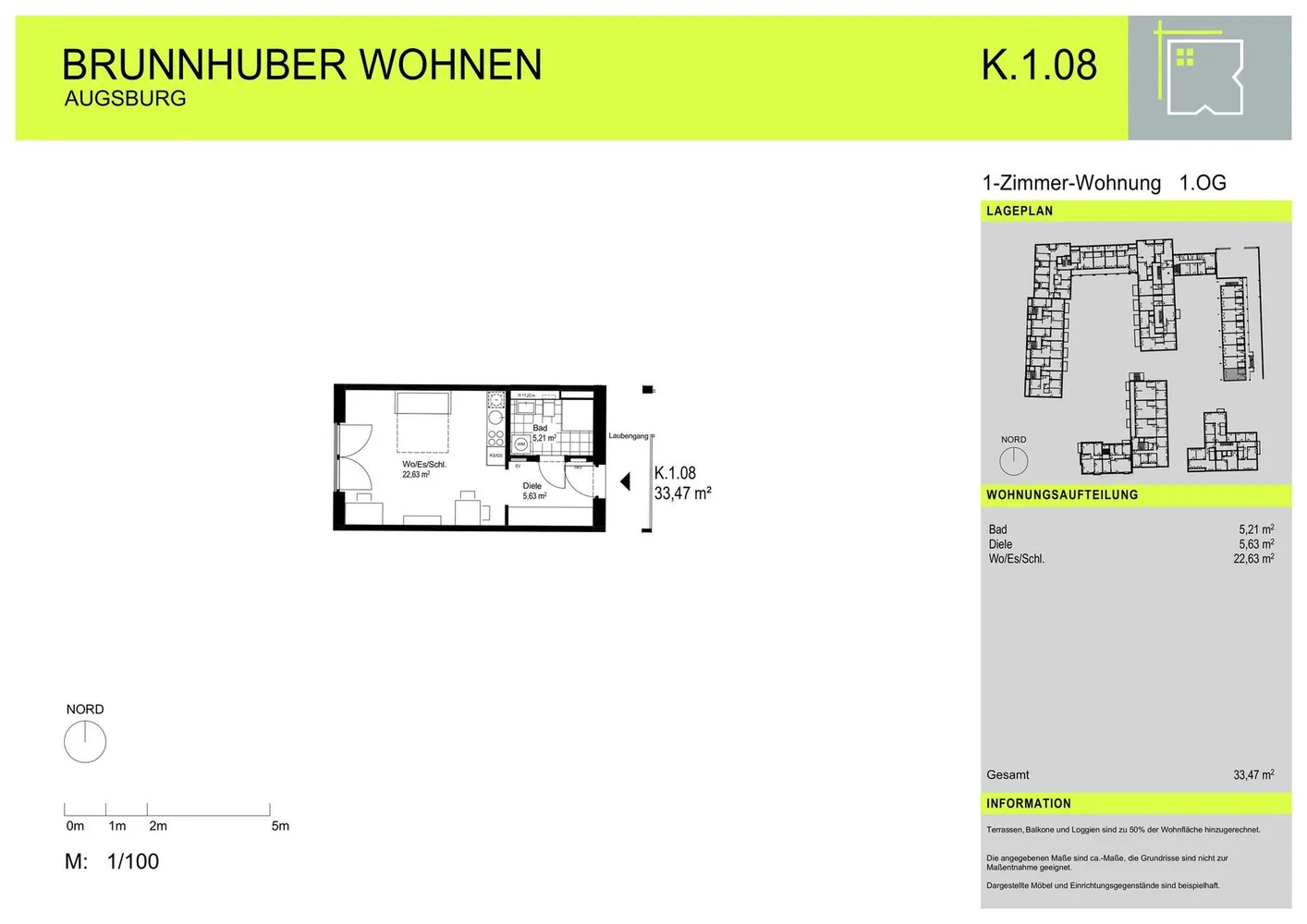1 Zimmer Wohnung mit 33 m² in Augsburg – Bild 3