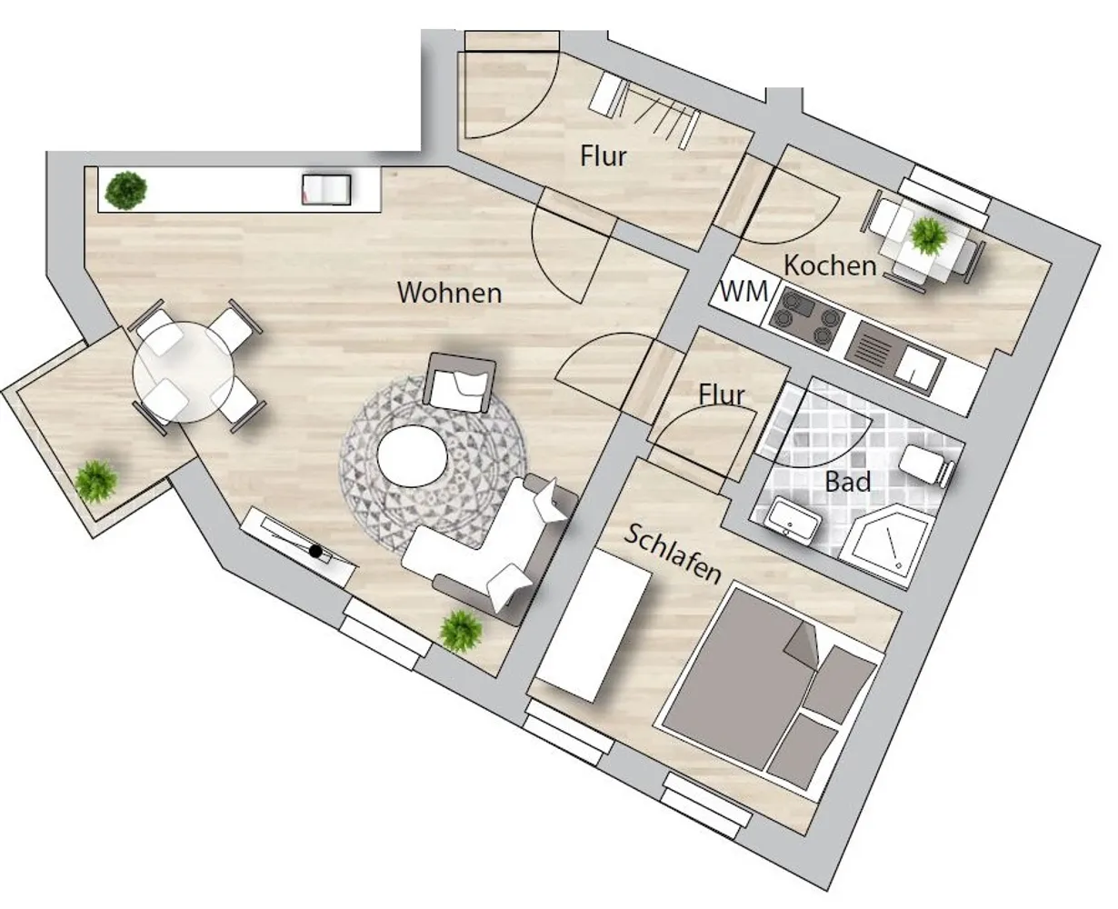 2 Zimmer Wohnung mit 61 m² in Halle (Saale) – Bild 2
