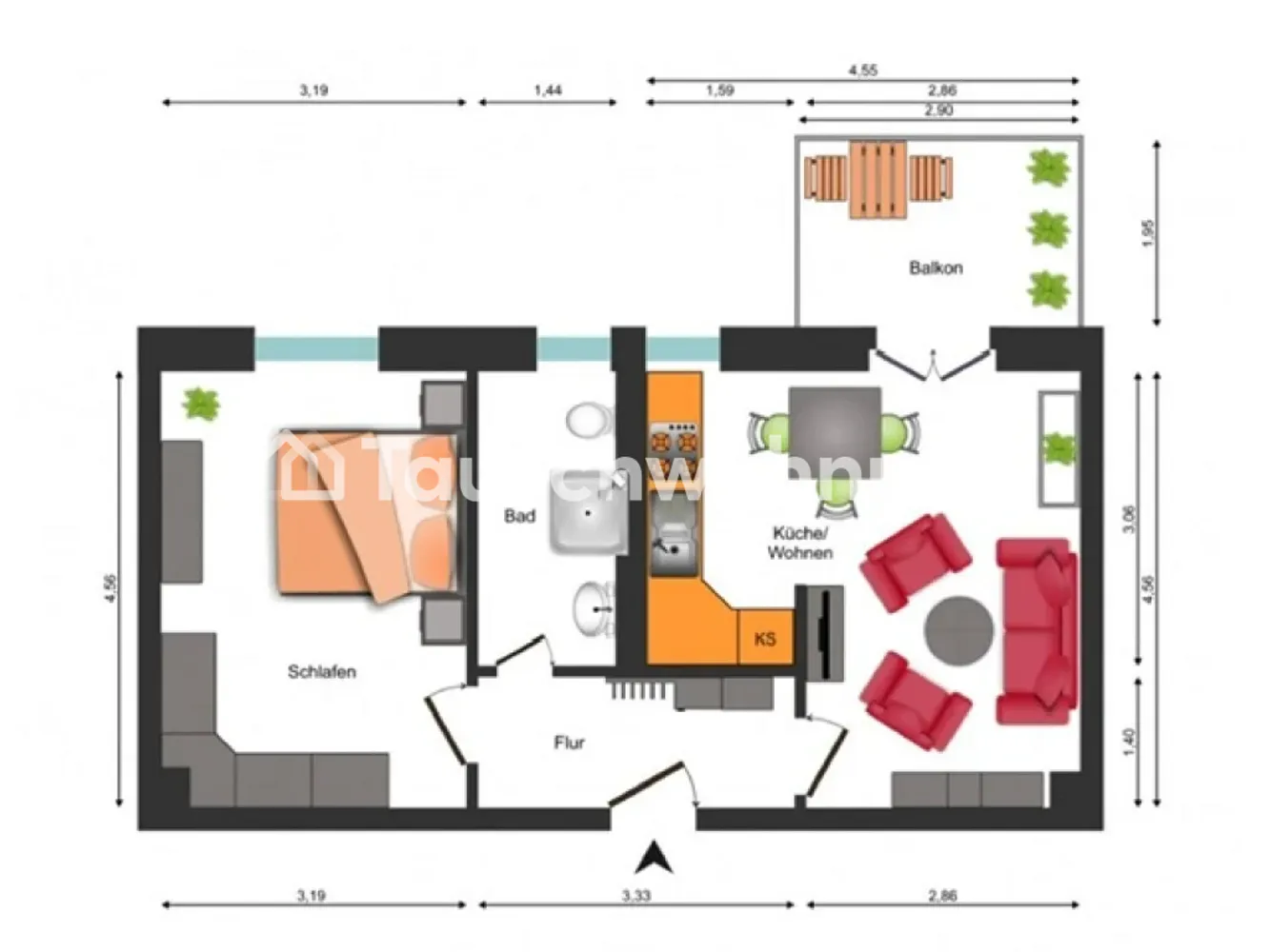 2 Zimmer Wohnung mit 43 m² in Dresden – Bild 1