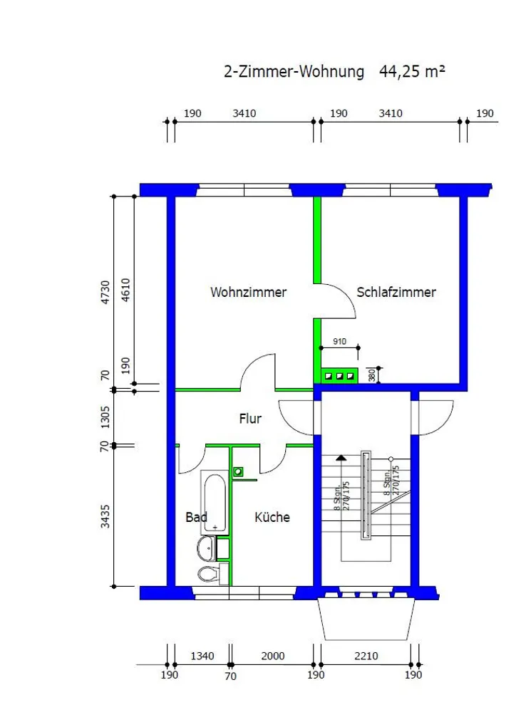 2 Zimmer Wohnung mit 44 m² in Suhl – Bild 2