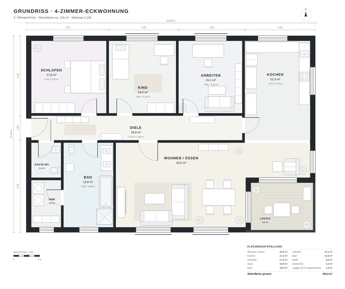 4 Zimmer Wohnung mit 155 m² in Berlin – Bild 2