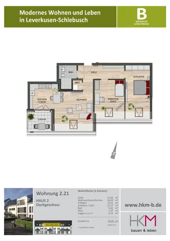 3 Zimmer Wohnung mit 75 m² in Leverkusen – Bild 3