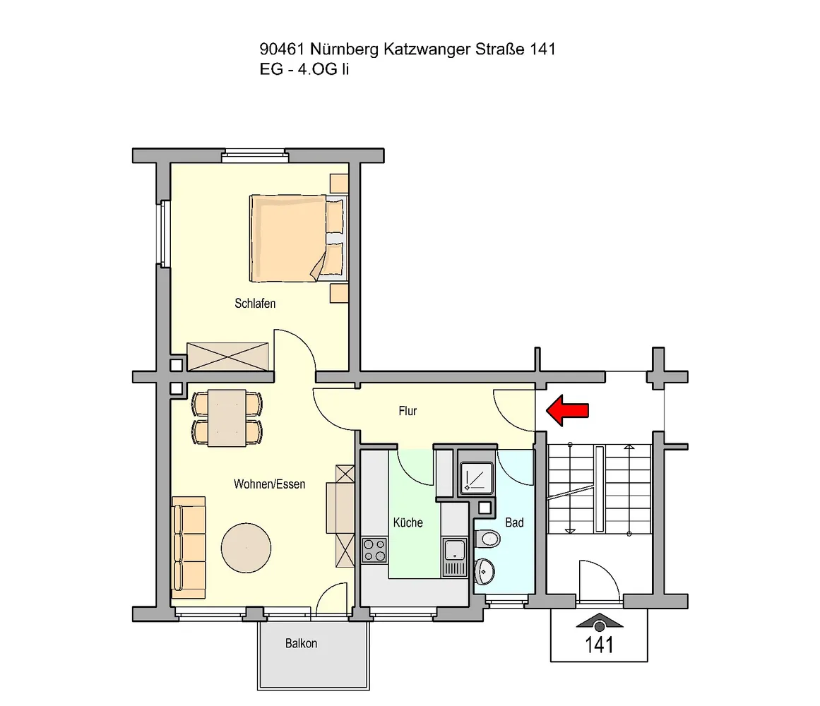 2 Zimmer Wohnung mit 50 m² in Nürnberg – Bild 2