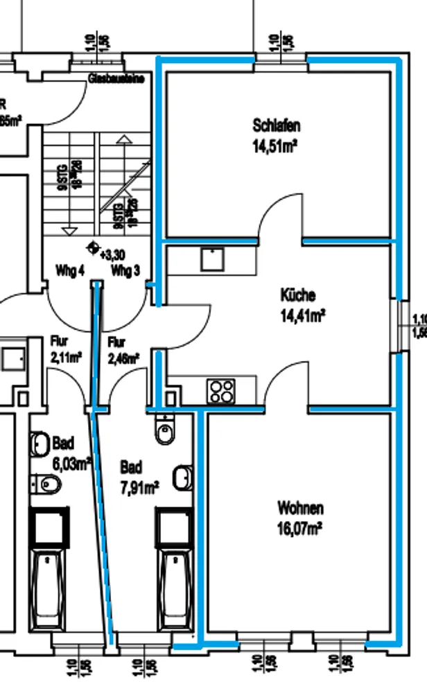 3 Zimmer Wohnung mit 56 m² in Bochum – Bild 3