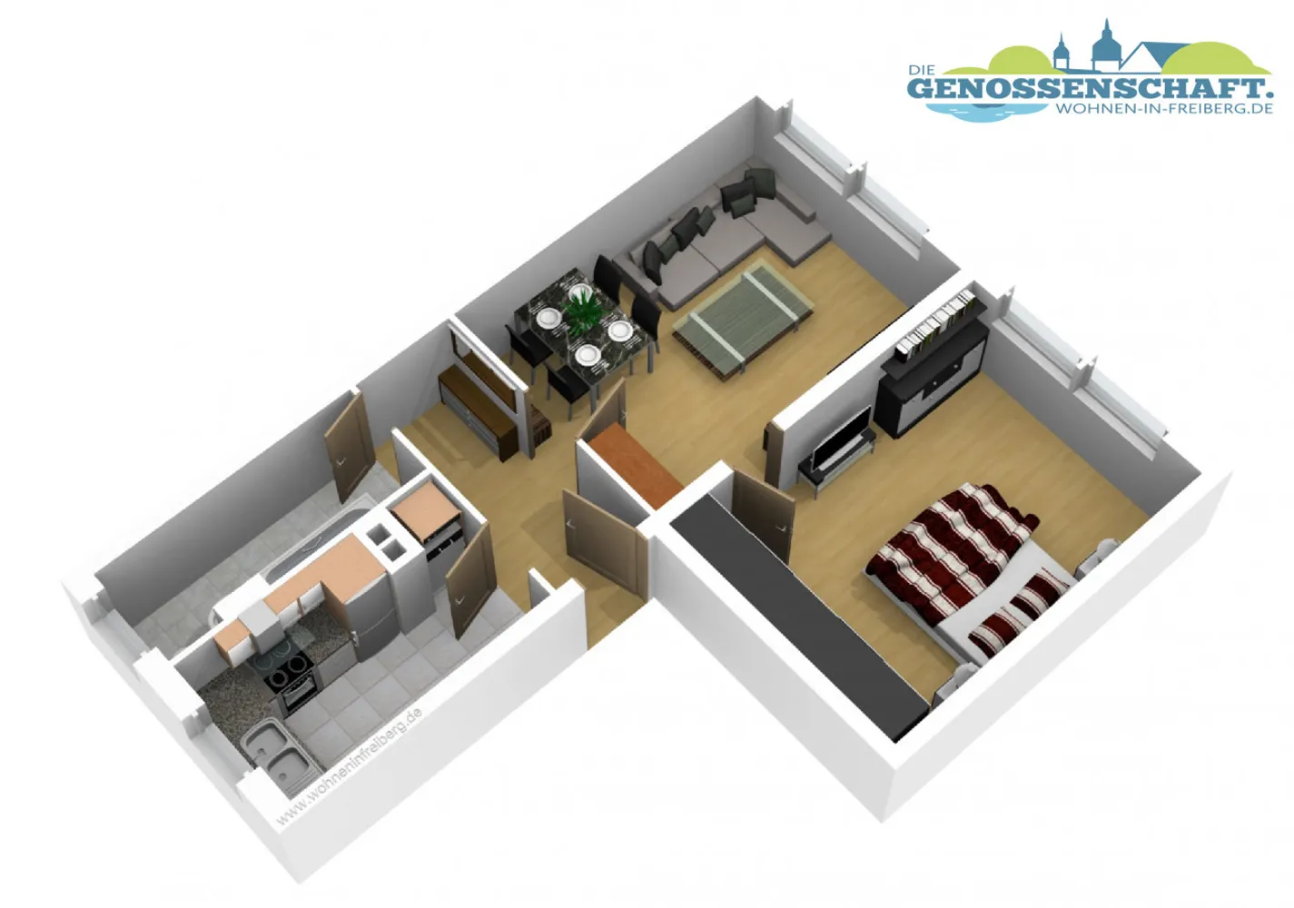 2 Zimmer Wohnung mit 46 m² in Freiberg – Bild 2