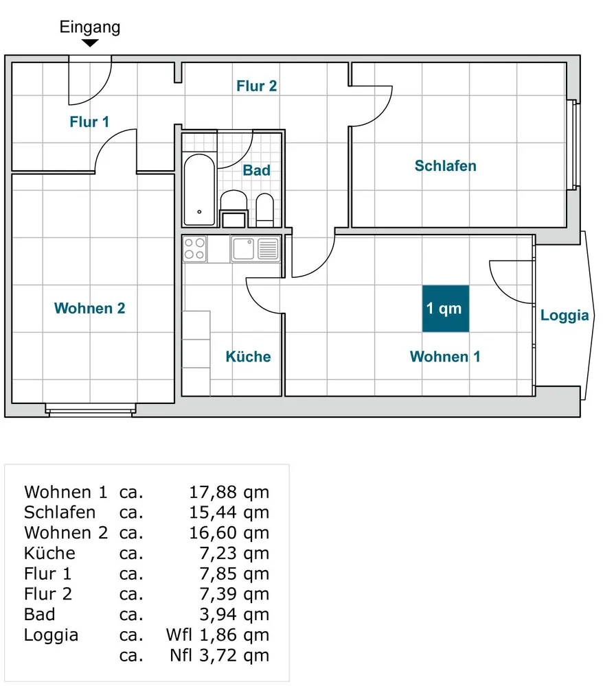 3 Zimmer Wohnung mit 78 m² in Dresden – Bild 2