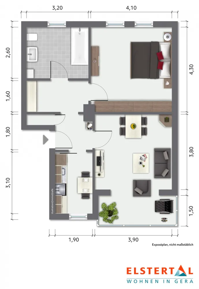2 room apartment with 59 m² in Gera – Photo 2
