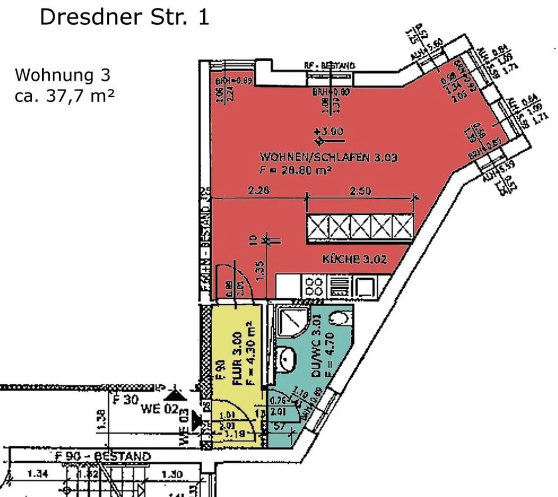 1 room apartment with 38 m² in Dresden – Photo 8