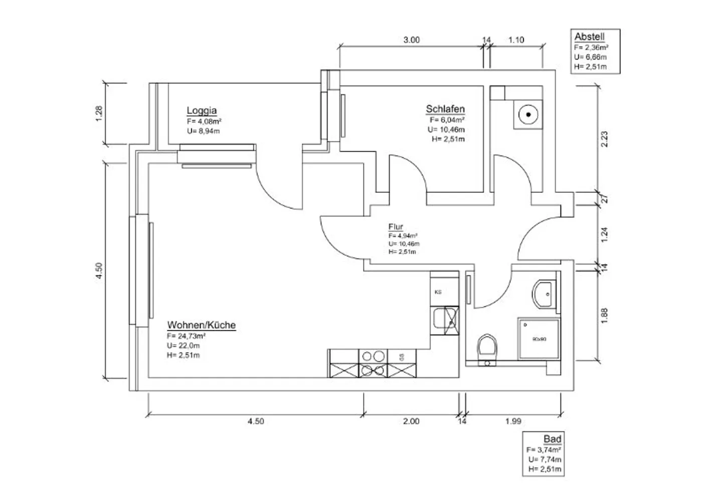 2 Zimmer Wohnung mit 43 m² in Stade – Bild 2