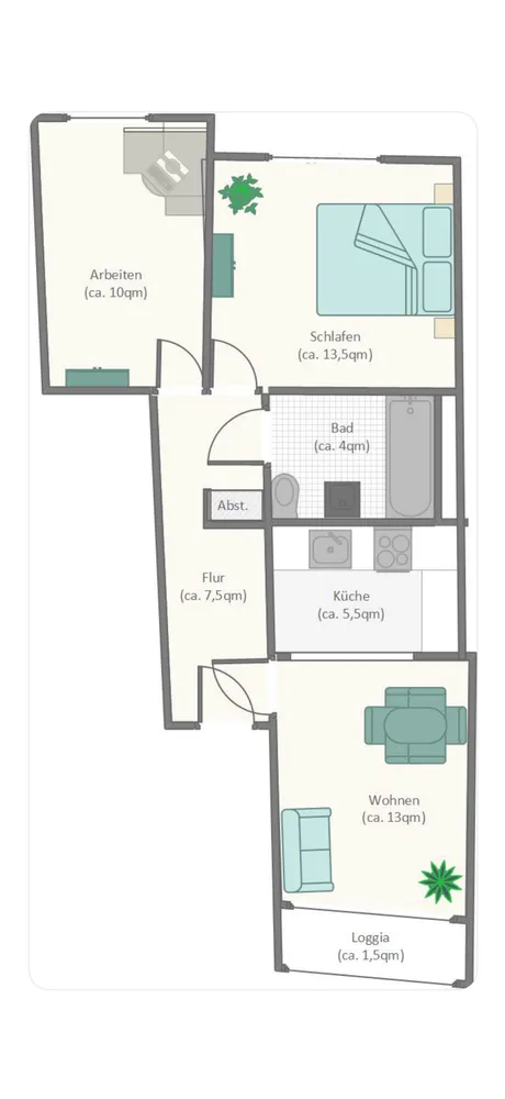 4 Zimmer Wohnung mit 54 m² in Aachen – Bild 3