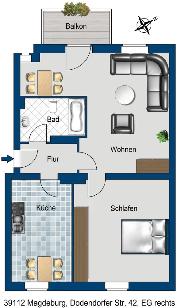 2 room apartment with 65 m² in Magdeburg – Photo 2