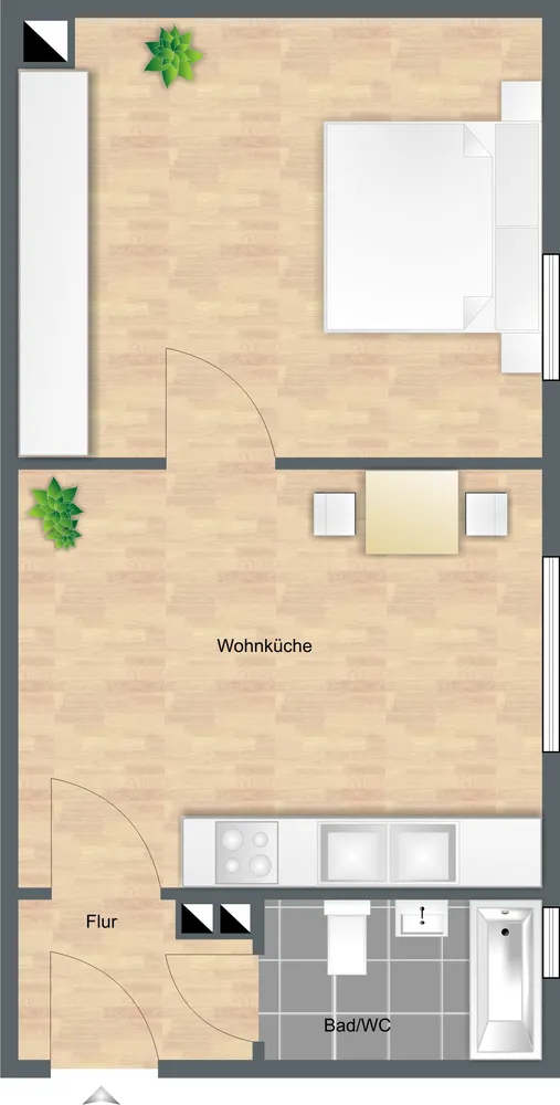 1 Zimmer Wohnung mit 33 m² in Augsburg – Bild 2