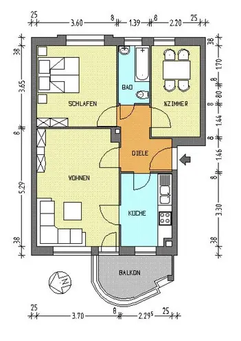 3 Zimmer Wohnung mit 58 m² in Berlin – Bild 2