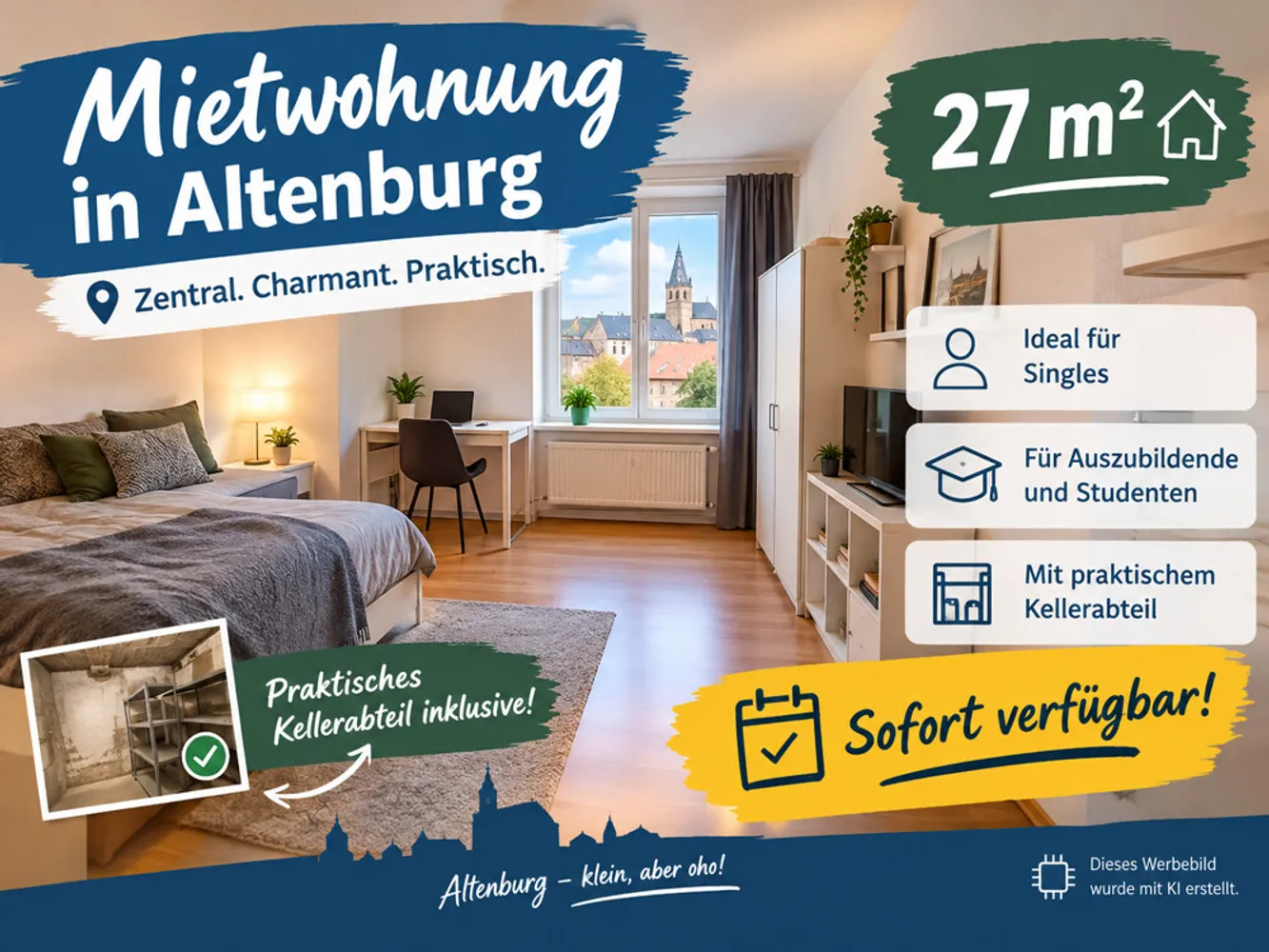 1 Zimmer Wohnung mit 27 m² in Altenburg – Bild 2